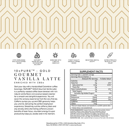 10xPURE-GOLD Gourmet Vanilla Latte enriched with CBDa