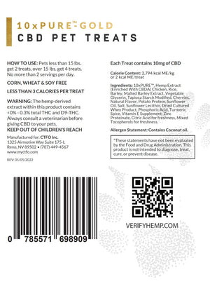 10xPURE™- GOLD Pet Treats Enriched With CBDa